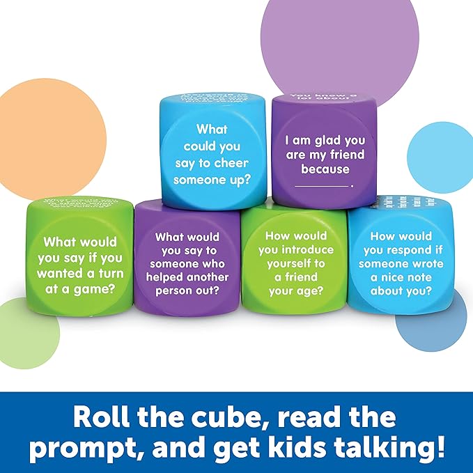 Learning Resources Be Kind Cubes, 6 pieces, Ages 5+ Social Emotional Learning Toys, Speech Therapists Materials, Emotional Intelligence Toys