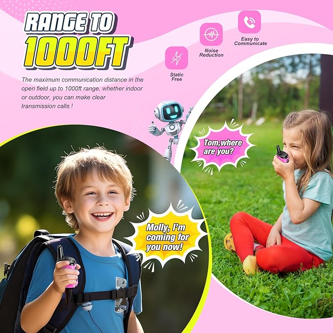 Toys for 3-8 Year Old Girls: comedyfun Mini Robots Walkies Talkies 2 Pack Christmas Birthday Gifts for 3 4 5 6 7 8 Year Old Girls Outdoor Toys Age 5 6 7 8 Girl Stocking Stuffers Camping Hiking