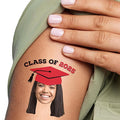 Big Dot of Happiness Custom Photo Red Grad Cap, Personalized Graduation Party Favors, Fun Face Temporary Tattoos, Set of 12