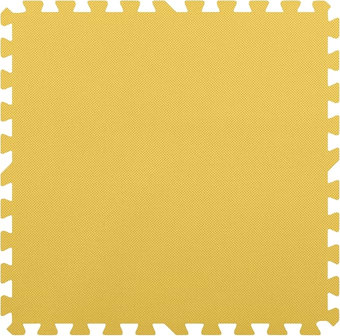 FlooringInc's 1/2" Soft Non-Toxic Baby Play Mat, Toddler Playmat, Colorful Puzzle PlayMat, Floor Mats for Kids & Babies, EVA Foam Interlocking Tiles for Nursery & Playroom | Yellow, 4 Tiles, 16 Sq/Ft