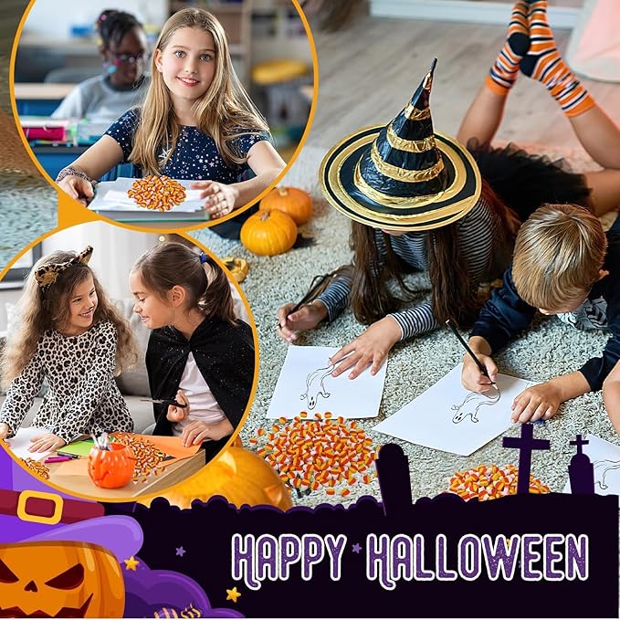 JUNEBRUSHS 150 Pcs Halloween Mini Erasers, Cute Small Fake Candy Corn Erasers Bulk Halloween Party Favors