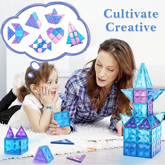 Magnetic Tiles, 83PCS Magnetic Building Blocks Princess Pretend Toys for Kids, Educational Learning Toys Building Tiles for Boys Girls Toddlers Children 3 4 5 6 7 8 Year Old for Birthday Gift