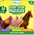 Skillmatics Step by Step Puzzles - 40 Piece Jigsaw & Toddler Puzzle, Montessori Educational Toy for Boys & Girls, Farm Animals, Travel Friendly, Gifts for Kids Ages 3, 4, 5 and Up