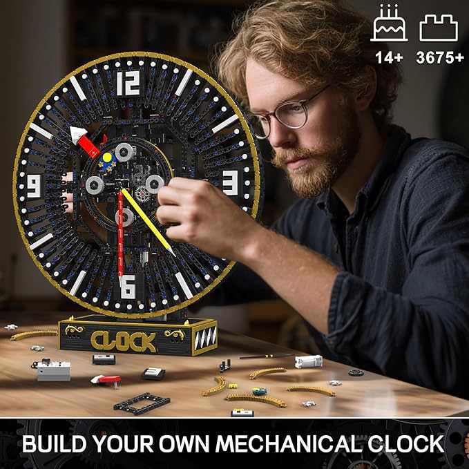 Mould King 10160 Mechanic Grand Clock Building Set, APP Control Real-time Mechanical Gear Rotation, DIY Electric Building Block Clock for Age 14+/Adults Collections Enthusiasts(3675+ PCS)