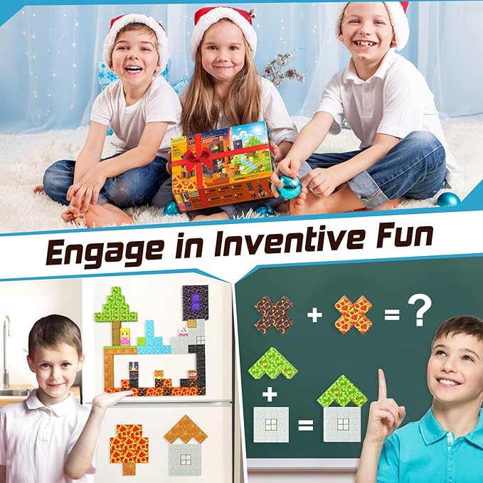 Magnetic Blocks - Build Mine Magnet World Magic Portal Forest Edition, Magnet Building Blocks Kids Toys for Ages 5-7 Toddler Toys Creative Sensory for 3+ Years Old Boys Girls Kids Games Gifts