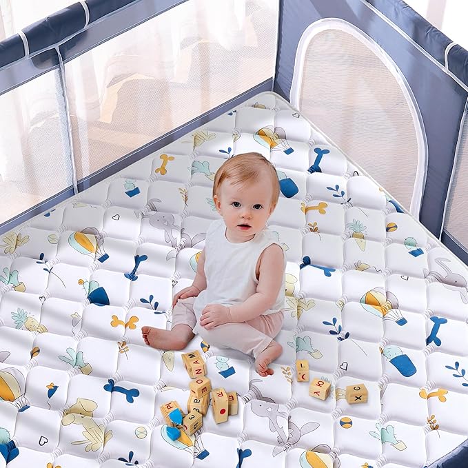 Premium Foam Baby Play Mat 50" X 50", Thicken One-Piece Crawling Mat, Non-Slip Cushioned Activity PlayMats for Infants, Babies, Toddlers, Play & Tummy Time