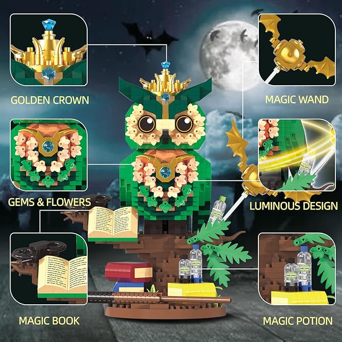 Magic Harry Owl Building Sets for Adults, 1122PCS Mini Bricks NO Compatible with Lego Owl, Collectible Home Decor and Office Art Potter Fun Bird, Animals Model Toys for Kids Boys Girls 14+