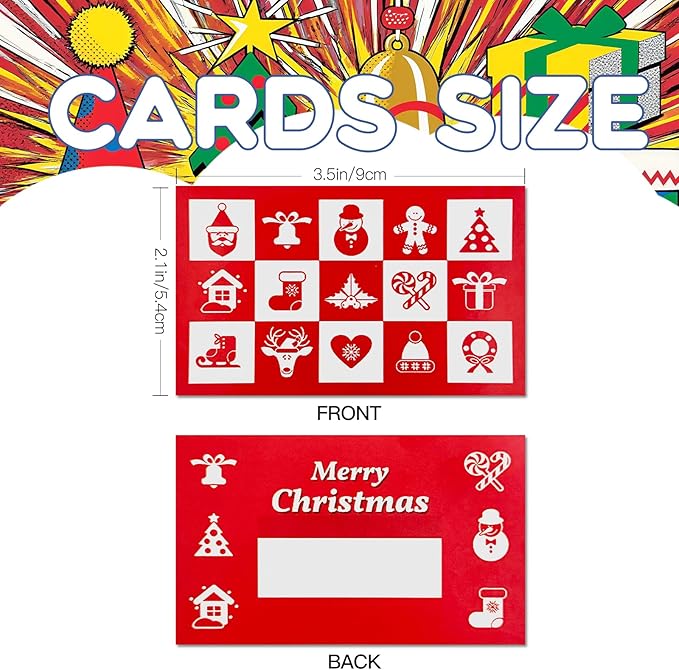 50 Pack Scratch Off Cards, DIY Custom Christmas Scratch Off Stickers, Your Own Game Tickets for Prizes Gift Scratch Cards for Small Business Holiday Birthday Party Favors Games Supplies (Red)