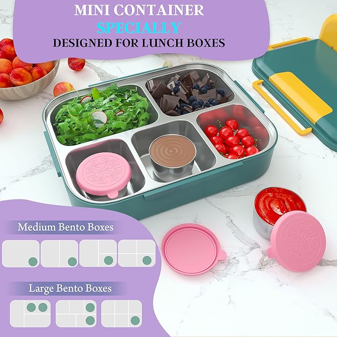 6x1.6 Oz Salad Dressing Containers With Lids, Small Leakproof Reusable Stainless Steel Salad Dressing Container To Go For Lunch Boxes,Sauce containers, Picnics,Travel Meal Prep And Kitchen Storage.