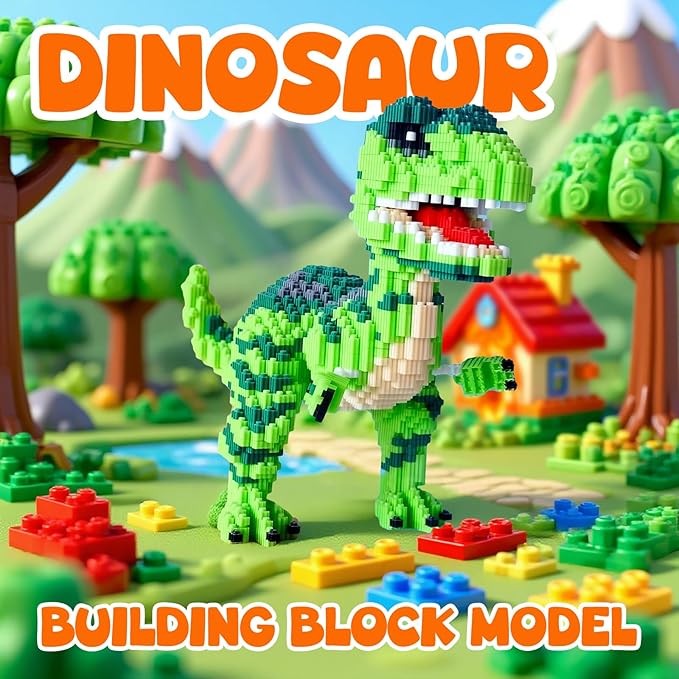Dinosaur Tyrannosaurus Rex Building Sets Velociraptor Micro Mini Blocks Toy Birthday for Age 6+ Boys Adults Teens 2745 Pieces