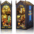Magic Book Nook Kit, DIY Booknooks Kit for Adults Teens, Bookshelf Diorama Miniature House Kit Scenes Insert Decor with Sensor Light, 3D Wooden Puzzle Gifts for Boys Girls (Magic Market)