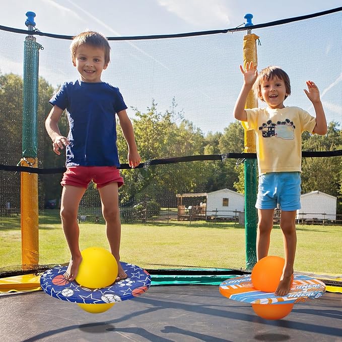 Junkin 2 Pcs Pogo Ball Trick Board Toy Balance Board Pogo Balance Bounce Ball with Pump and Strong Grip Deck for Fun Challenge Fidget Indoor,Outdoor Toys