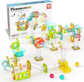 PicassoTiles Magnet Tile Building Block 80pc Marble Run Race Track Travel Size Pretend Play Toy With Launcher Lifter STEM Education Learning Magnetic Tiles Construction Kit School Boys Girls 3+ PTMG80