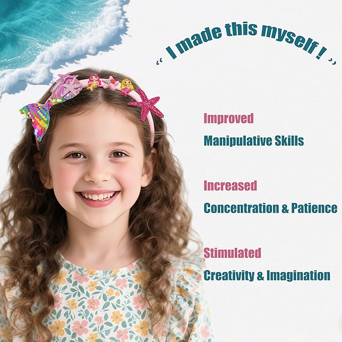 GO2HEJING Headband Making Kit for Girls - Make Your Own Fashion Headbands, Hair Accessories for Girls, DIY Arts and Crafts Gifts for Ages 6-9 Years Old