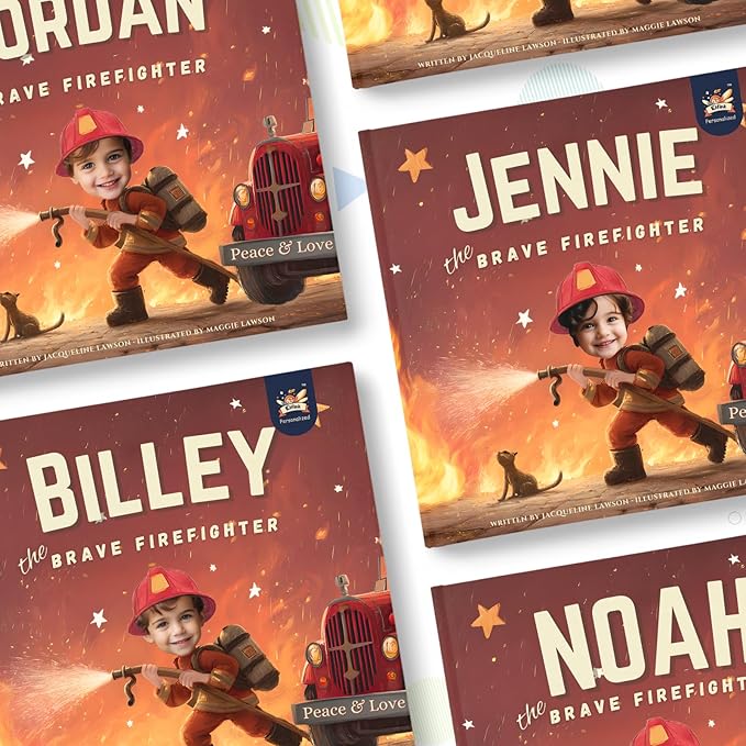 ELFINK Personalized Children Story Books - The Brave Firefighter - Customized Name & Photo - Baby Gifts - Children Bedtime Story (Soft Cover)