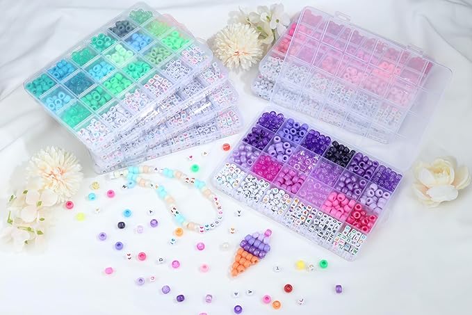 XIANNVXI 24Colours Pony Beads for Bracelet Friendship 720pcs Letter Kandi Purple Pony Beaded Kit Bracelet Making Kit for Jewelry DIY Crafts