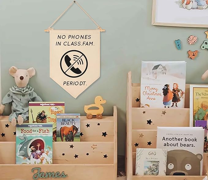 No Phones in Class- Funny Classroom Rules Banner-Teen Teenager-Slang-Middle High School Classroom Decor-Canvas Hanging Pennant Flag Banner Wall Sign Decor-Door Sign