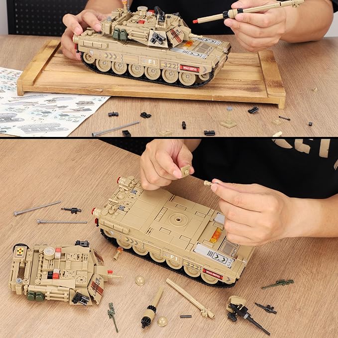 M1A2 Abrams Tank Building Set for Adults-Compatible with Lego Tank, Collectible Army Model, Gift Ideal for Military Enthusiasts (1002 PCS)
