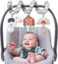 Itzy Ritzy Spiral Car Seat & Stroller Activity Toy - Stroller & Car Seat Toys for Ages 0 Months and Up - Hanging Toys Include Dangling Ring, Mirror and Textured Ribbons (Farm)