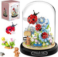 HI-REEKE Flower Ladybug Bouquet Building Block Set, Micro Mini Botanical Building Toy for Women-596 PCS