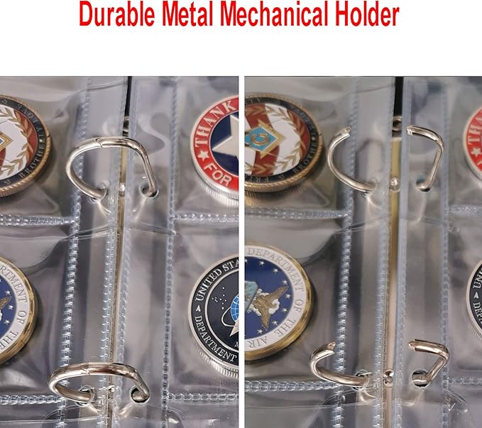 Challenge Coin Album 2.4''x2.4'' Pockets Holds 120 Large Military Coin Medals Display and Storage