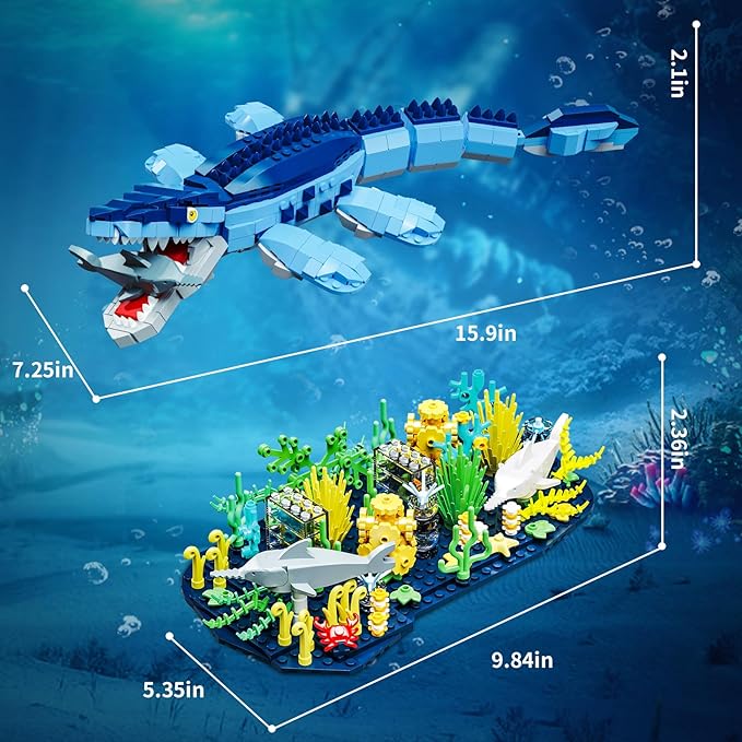 Ocean Mosasaurus Dinosaur Building Set- Compatible with Lego Sets for Boys 8-14, Dino World Park Building, Birthday Gift Set for Boys,Adults (787 Pieces)