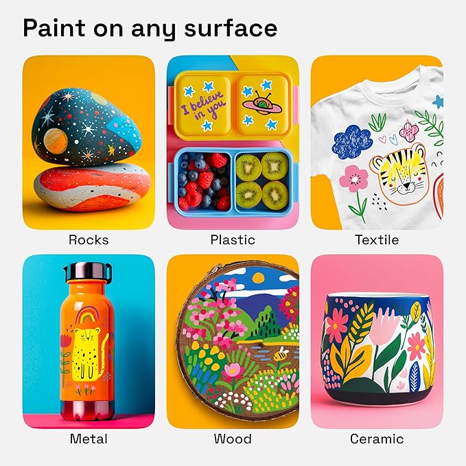 ARTISTRO 120 Acrylic Paint Markers for Rock, Fabric, Wood, Glass, Craft, Decoration - Dual-Tip Paint Pens - Stocking Stuffers, Christmas Gift Idea for Teens, Grandkids, Kids - Art Supplies