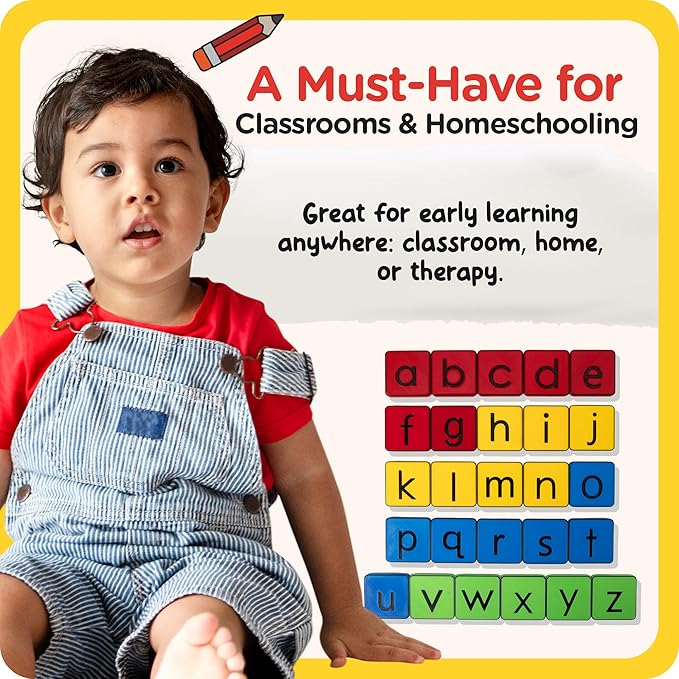 Learn Your Lowercase! Self-Correcting Magnetic Alphabet Lowercase Letters – Helps Young Learners Learn The Basics and More – Educational Toy Set of Magnetic Letters for Early Learning