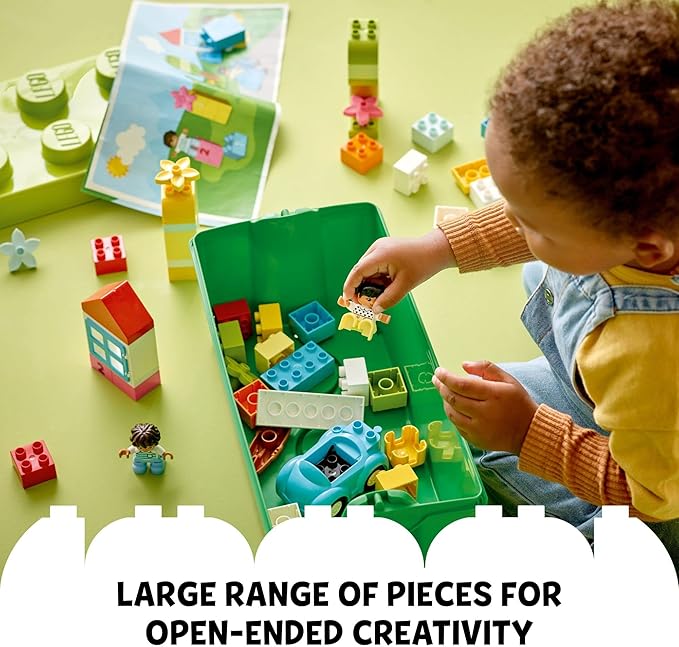 LEGO DUPLO Classic Brick Box Building Set - Features Storage Organizer, Toy Car, Number Bricks, Build, Learn, and Play, Great Gift Playset for Toddlers, Boys, and Girls Ages 18+ Months, 10913