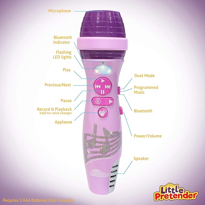 Kids Karaoke Microphone, Voice Changer Toys with 15 Pre-Installed Nursery Rhymes for Toddlers & Kid Age 3-5, Bluetooth Microphones for Singing, Microphone for Ages 3 4 5 6+ Years Old