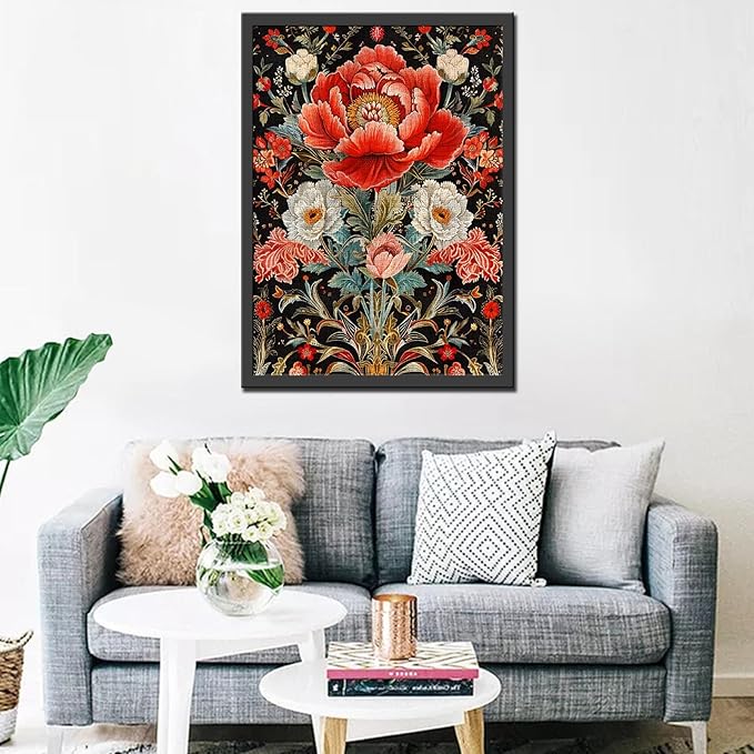 Sacred Peony Jigsaw Puzzles for Adults 1000 Pieces,Colorful Peonies Jigsaw Puzzle Colorful DIY Riches and Honor Puzzles for Home Decoration, Family Puzzle Perfect for Game Nights 27" x 20"