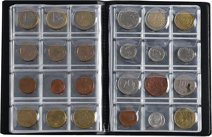 Collection Album 120 Pockets - 3x3cm/1.2x1.2 Inch Coin Holder Book Storage for Money Penny Collectors Green CS0112GR