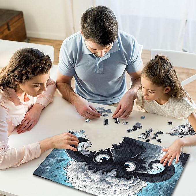 Sheep Thickened Wooden Jigsaw Puzzles for Adults Fun 500 Pieces 3D Animal Education Game Toy Intellectual Game Stress Relief Toy Decoration Relaxation and Intelligence 500pcs (52x38cm)