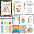 Set 12 Calming Corner Posters for Classroom Must Haves For Teachers, Composition Notebook Classroom Decor, 10x12 Calm Down Corner Supplies, Feelings Chart For Kids Ages 4-8, Feelings Wheel Poster