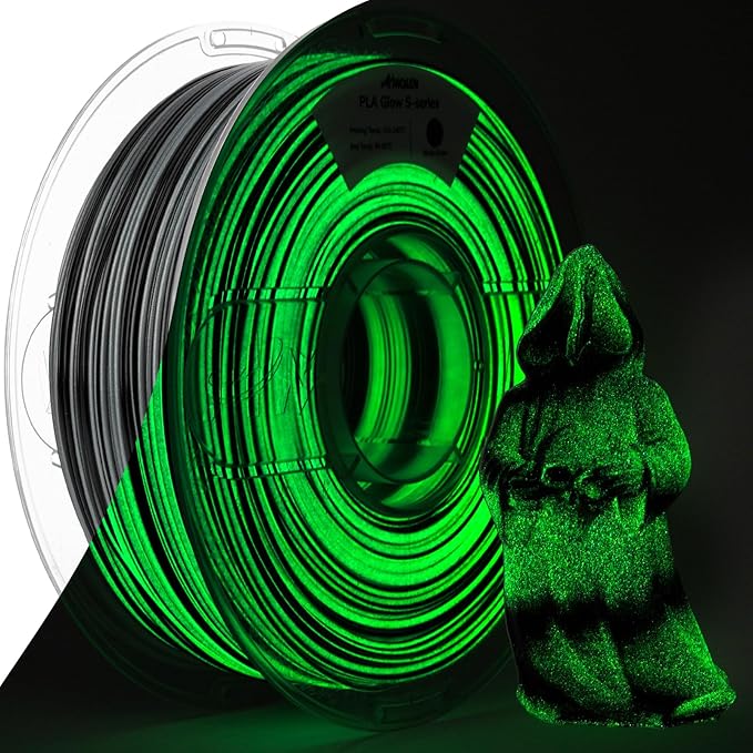 AMOLEN PLA 3D Printer Filament 1.75mm, Glow in the Dark Shiny Multicolor Black Green Filament, Fast Color Change Filament for 3D Printer, Best with UV Lamp, 1kg Spool, Dimensional Accuracy +/- 0.02 mm