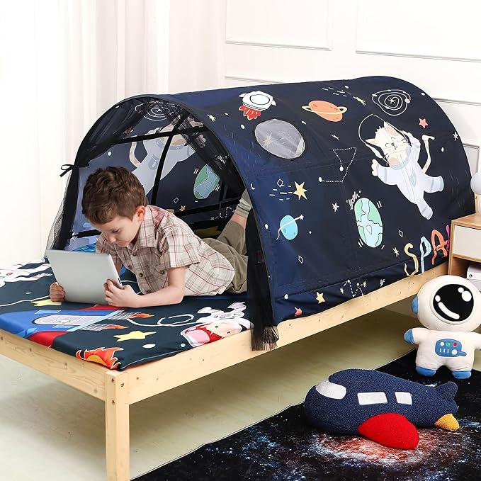 Bed Tent for Kids Lucky Castle Toddler Bed Tent Foldable Game House for Children Play Tents for Girls Boys Sleeping Canopy Playhouse