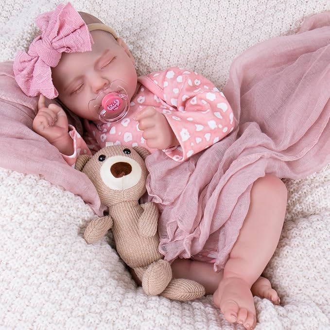 Aori Realistic Reborn Baby Doll - 20" Lifelike Newborn Girl with Weighted Cloth Body, Packed with Bottle, Pacifier & Outfit Set for Kids & Collectors