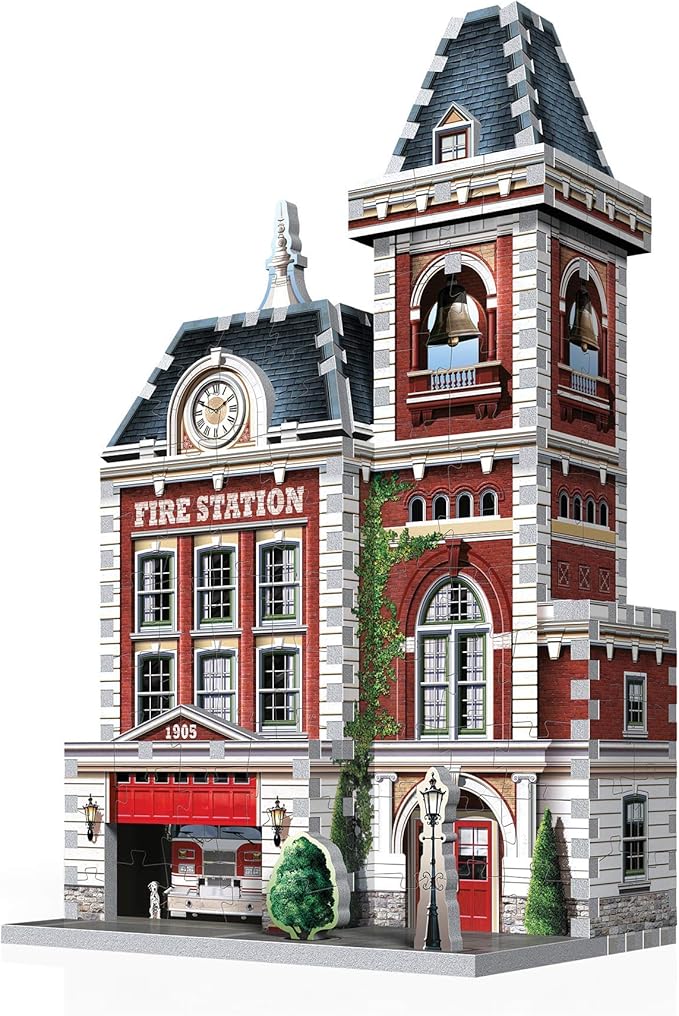 Wrebbit 3D Urbania Collection 3D Puzzle Bundle | Includes Hotel, Cinema, Café and Fire Station | 1165 Pieces Jigsaw Puzzle Pieces Total | Build a Charming and Unique Streetscape of a Small Town