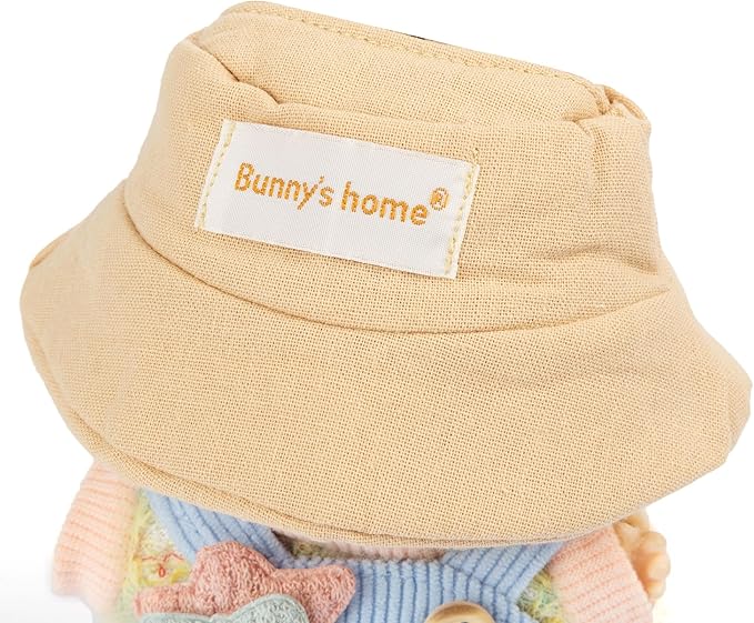 17cm Design Clothes for Labubu - Kawaii Chic Style Set for 17cm Dolls, Cute Doll Outfit with Accessories - Colorful T-Shirt + Star Light Blue Romper + Oatmeal Hat (Clothes Only)