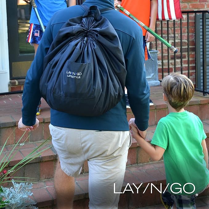 Lay-n-Go 2-in-1 Small Portable Drawstring Toys Storage Organizer and Play Mat for Room and Travel, Made for Kids and Toddlers with a Durable Patented Design