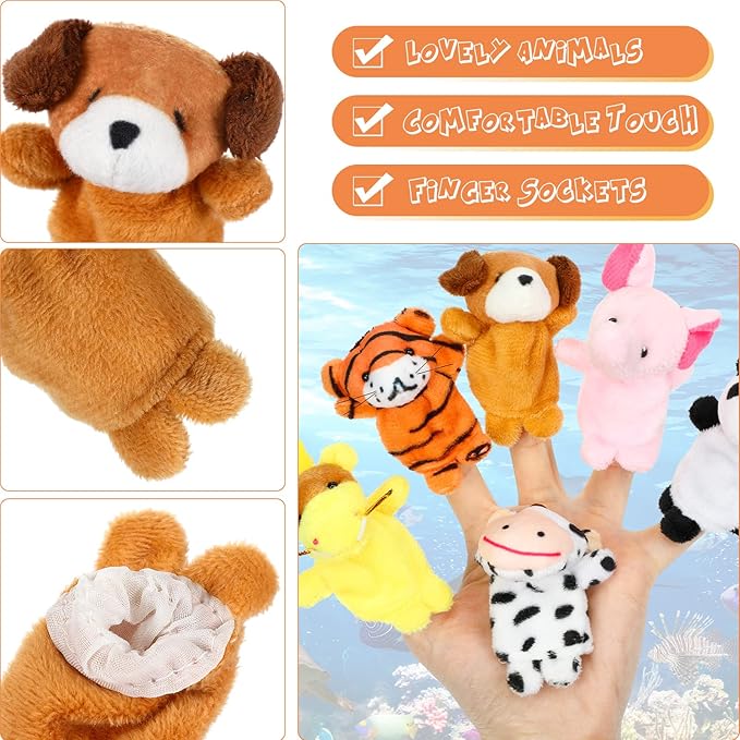 HyDren 32 Pcs Finger Puppets Set for Toddlers Mini Stuffed Animals Finger Puppets Bulk Soft Velvet kidsToys for Storytelling, Role Playing, Teaching, and Birthday Party Supplies