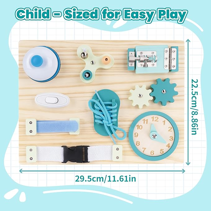 ATOYUS Montessori Busy Board Toys for Toddlers, Learning Educational Toys for 3 Year Old, Wooden Sensory Activity Toys for Kids 3-4 with Autism, Christmas Birthday Gift for Baby Boys Girls Ages 3-5