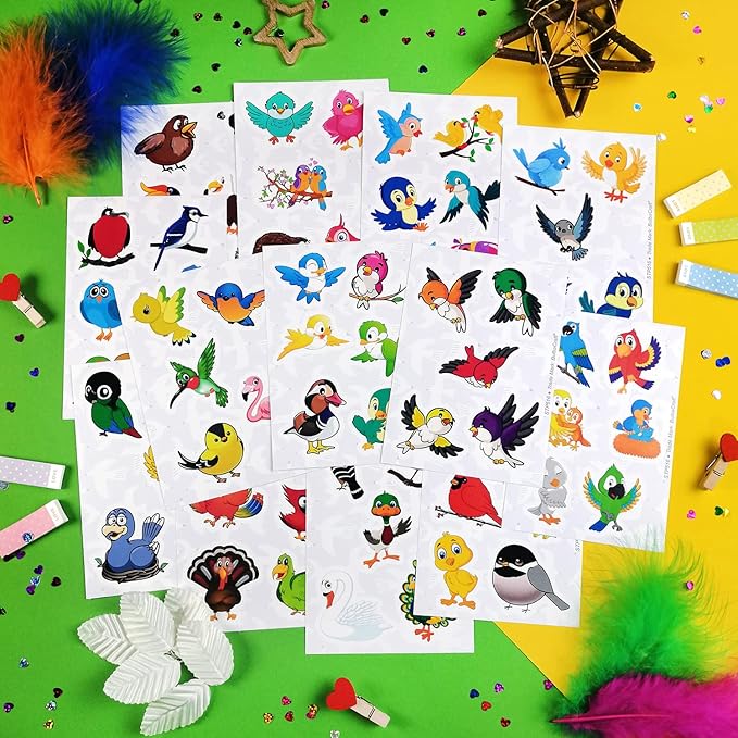 BulbaCraft 100Pcs Bird Stickers, Bird Party Favors, Parrot and Hummingbird Stickers, Gifts for Women & Men