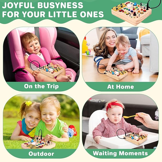 Montessori Toy for 1-3 Year Old Busy Board, Wooden Educational Learning Toy for Kids with Sensory Autism, Toddlers Toy for Boy Girl Gifts (Medium)