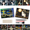 Iskueal Scratch Art Painting Set for Adults – 8 Sheets A4 Rainbow Scratch Paper,Night Scene Engraving Art Kit Creative Craft Art Set for Craft Enthusiasts (Brazilian Statue/Person)