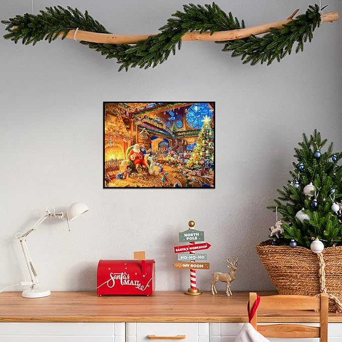 Christmas Puzzle 100 Piece Puzzles for Kids, 100 Piece Puzzle Santa Claus Puzzle 100 Pieces Puzzles for Adults Christmas Puzzle Santa's House for Kids Ages 6-10 Brain Teaser