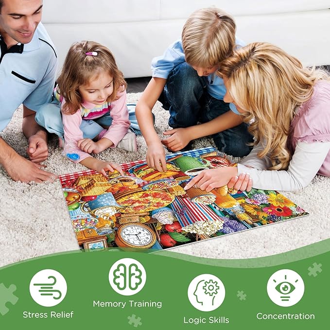 300 Pieces Puzzles for Adults,Food Feast Puzzle for Adult,Pizza Hot Dogs Sandwiches Popcorn Coffee Puzzles for Kids Ages 8-10,Donuts Jigsaw Puzzle for Seniors Large Piece, 20.5 x 15 in