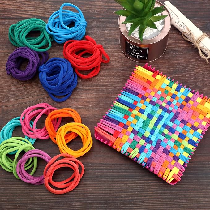 12 Colors Potholder Weaving Loom Loops Bulk Weaving Craft Loops with Multiple Colors for DIY Crafts Supplies Compatible with 7 Inch Weaving Loom(96 Pieces)