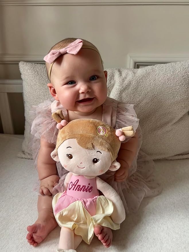 LeyaDoll Soft Baby Doll Toys (16''), My First Baby Rag Doll for 1 Year-Old Girl Birthday Gift, Christmas Plush Toys Gift for Toddler Kids Infants-Princess Lolly