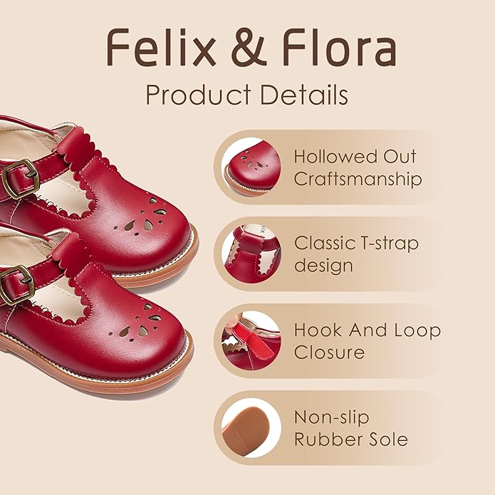 Felix & Flora Toddler Little Girl Mary Jane Dress Shoes - Ballet Flats for Girl Party School Shoes
